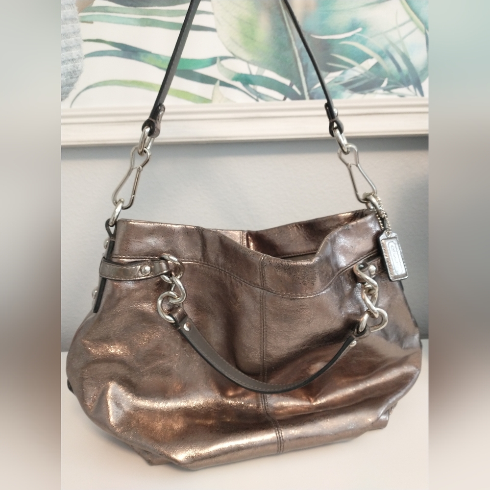 Metallic Leather Coach Purse